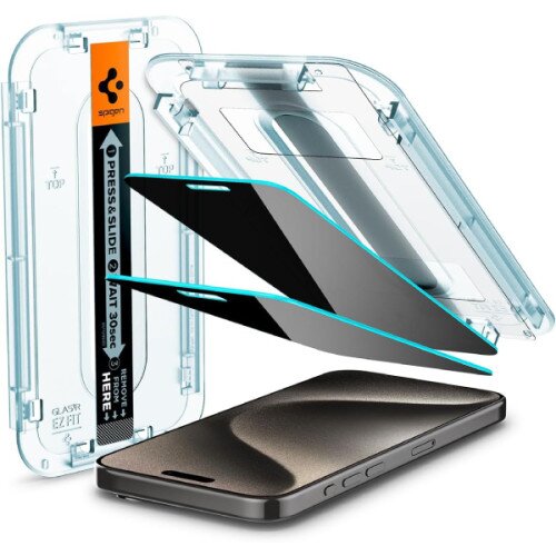 Spigen GLAS.tR EZ Fit Privacy Screen Protector for iPhone 15 Pro Max