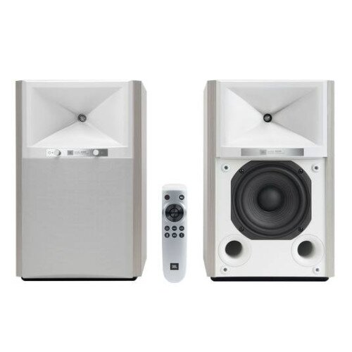 JBL 4305P Studio Monitor Powered Bookshelf Loudspeaker System - White Aspen