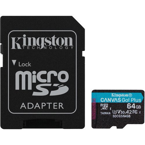 Kingston Canvas Go! Plus MicroSD Memory Card - 64GB - SD Adapter