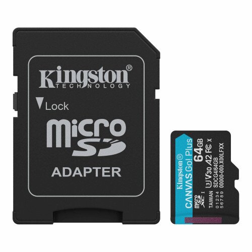 Kingston Canvas Go! Plus microSD Memory Card - 64GB - SD Adapter