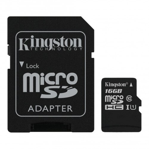 Kingston Canvas MicroSD Memory Card With SD Adapter - 16GB