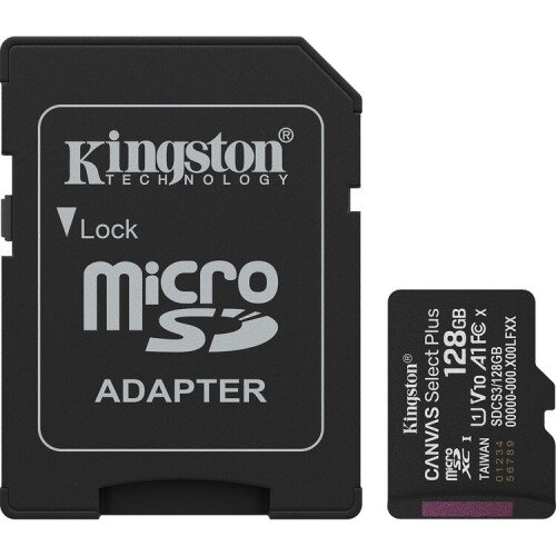 Kingston Canvas Select Plus microSD Memory Card - 128GB - SD Adapter
