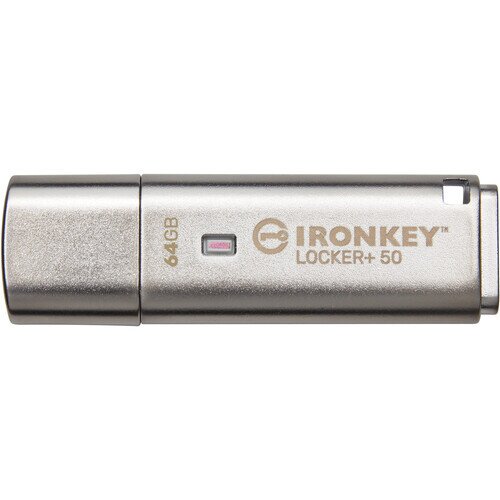 Kingston IronKey Locker+ 50 Encrypted USB Flash Drive - 64GB