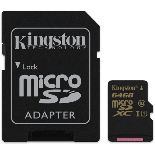 Kingston MicroSDHC/SDXC Card - Class 10 UHS-I with SD Adapter - 64GB