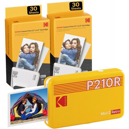 Kodak Mini 2 Retro Portable Instant Photo Printer (P210R) - Printer + 68 Sheets - Yellow