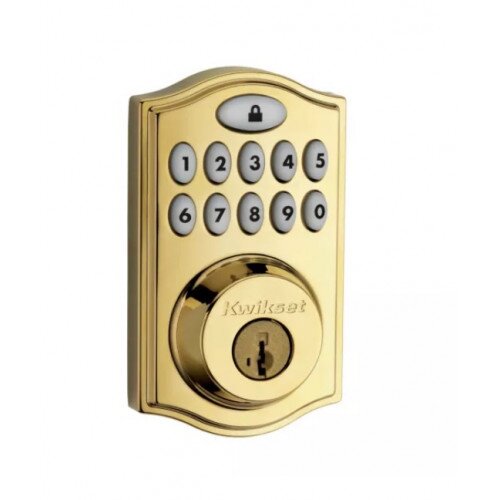 Kwikset 914 SmartCode Electronic Deadbolt with Zigbee Technology - Lifetime Polished Brass