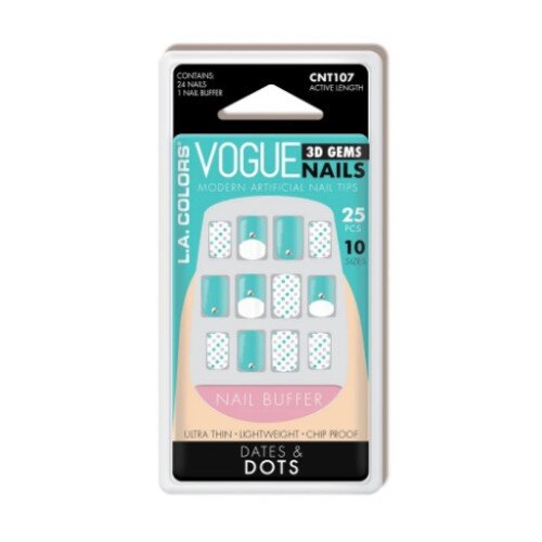 L.A. COLORS Vogue 3D Gems Nail Tips (Carded) - Dates & Dots