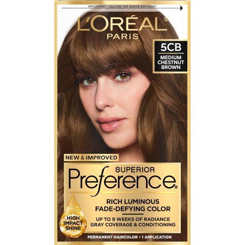 L'Oreal Paris Fade-Defying Shine Permanent Hair Color - 5CB Medium Chestnut Brown