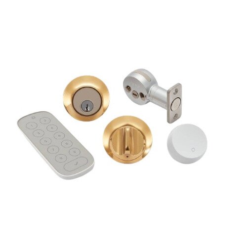 Level Lock+ Connect and Keypad - Polished Brass - White