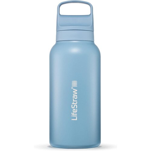 LifeStraw Go Series Stainless Steel Insulated 1L Water Filter Bottle - Icelandic Blue