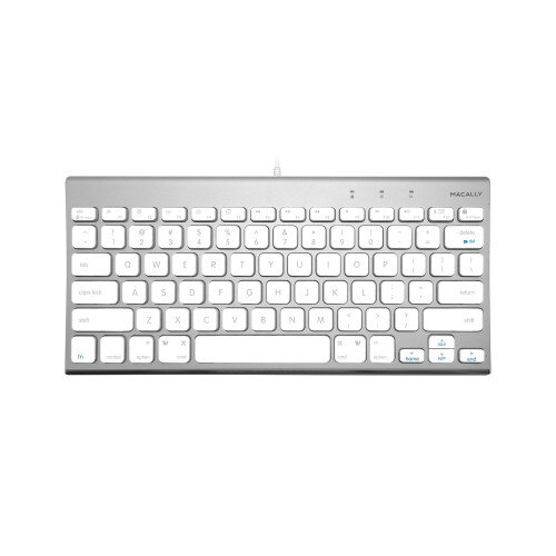 Macally Compact Brushed Metal USB Wired Keyboard for Mac and PC