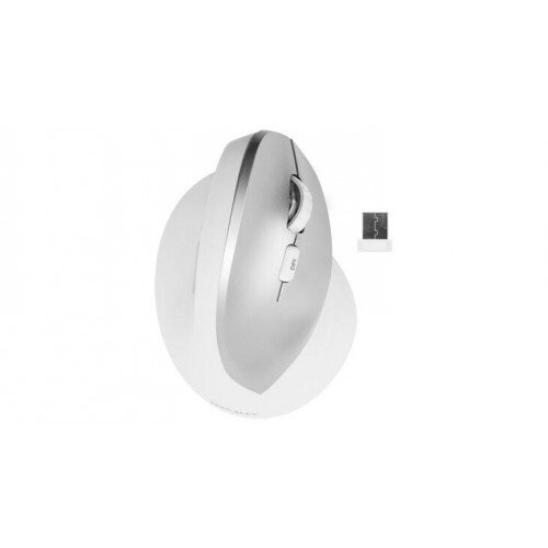 Macally Ergonomic Vertical 6 Button Wireless 2.4 Ghz RF Mouse for Mac and PC