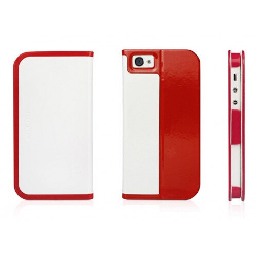 Macally Folio Stand Case for iPhone SE/5s/5c/5 - Red/White