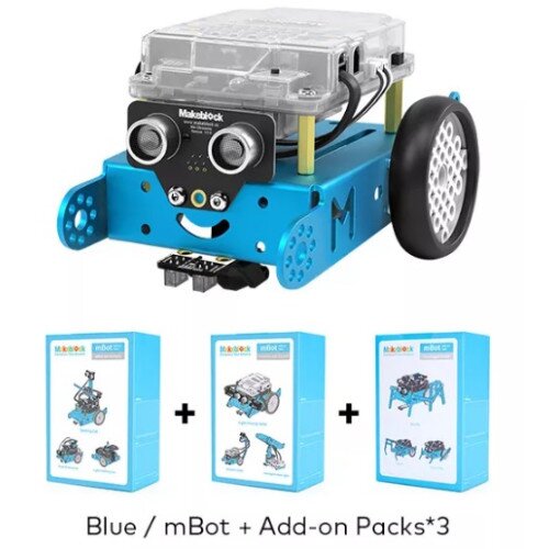 Makeblock mBot Smart STEM Educational Coding Robotic Kit Toy - Blue - Add-on Packs 3