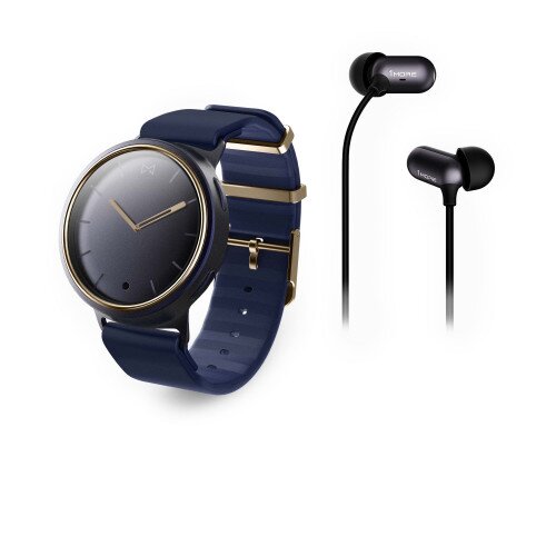 Misfit Phase Sport Band + 1More In-Ear Headphones - Navy and Gold - Navy Sport Strap