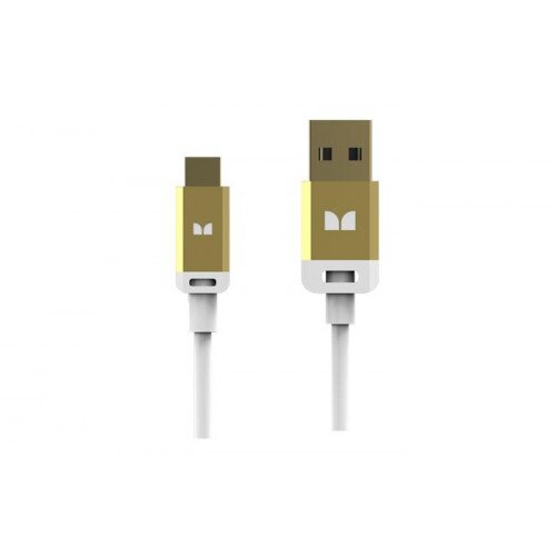Monster Mobile High Performance USB Type-A 2.0 to Micro USB-B Cable - 3ft - White and Gold