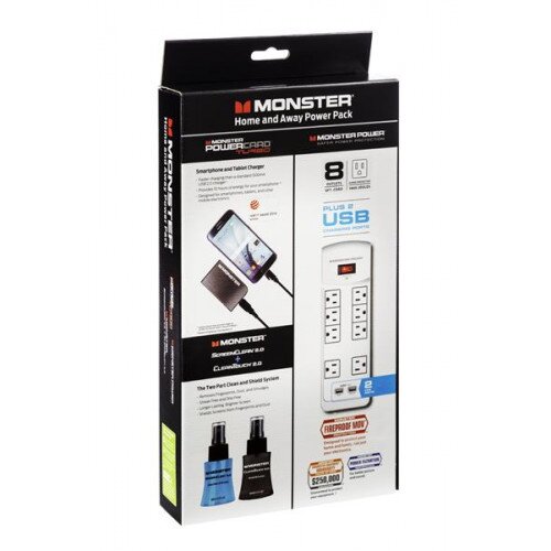 Monster Power 800 USB PowerCard Turbo ScreenClean & CleanTouch