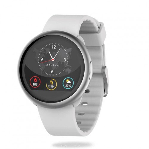 MyKronoz ZeRound2 Smartwatch with Circular Color Touchscreen - White/Silver