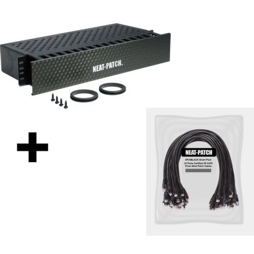 Neat Patch NP2K624 - NP2 Cable Management Bay With 24 Patch Cables - Black
