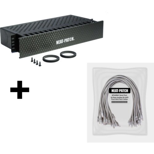 Neat Patch NP2K624 - NP2 Cable Management Bay With 24 Patch Cables - Gray