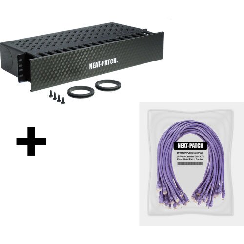 Neat Patch NP2K624 - NP2 Cable Management Bay With 24 Patch Cables - Purple