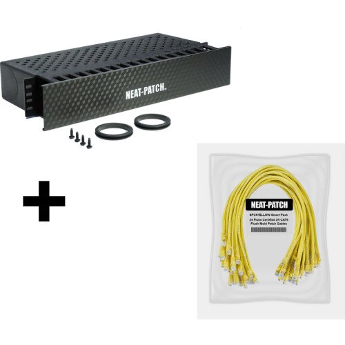Neat Patch NP2K624 - NP2 Cable Management Bay With 24 Patch Cables - Yellow