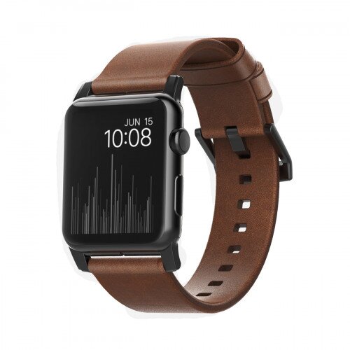 Nomad Modern Strap - Rustic Brown - Black Hardware - 38mm