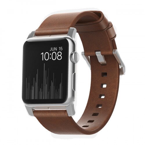 Nomad Modern Strap - Rustic Brown - Silver Hardware - 42mm