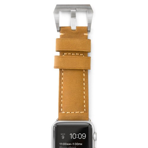 Nomad Strap for Apple Watch - Siver Hardware - 38mm - Classic Tan
