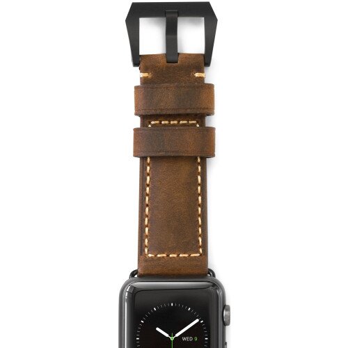 Nomad Strap for Apple Watch - Black Hardware - 42mm - Rustic Brown