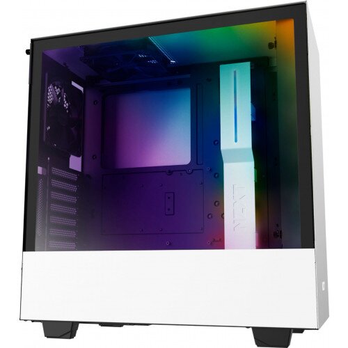 NZXT H510i Compact Mid-Tower Computer Case with Lighting and Fan Control - Matte White