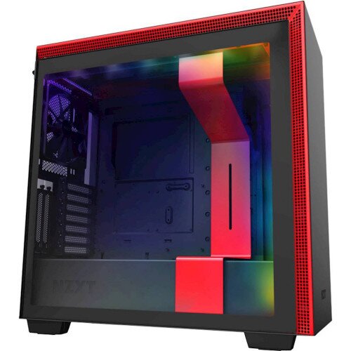 NZXT H710i Premium ATX Mid-Tower Computer Case with Lighting and Fan Control - Matte Black/Red