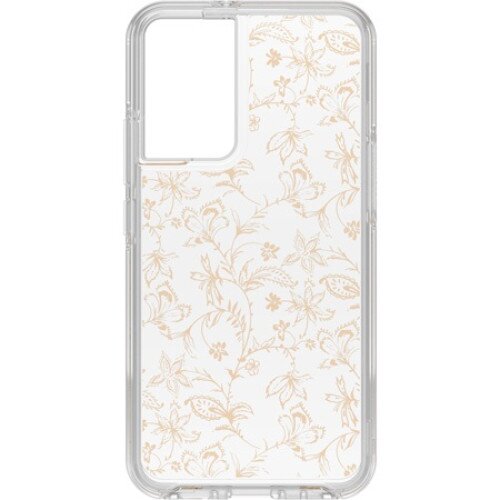 OtterBox Galaxy S22+ Symmetry Series Clear Antimicrobial Case - Wallflower Graphic (Clear/Gold)