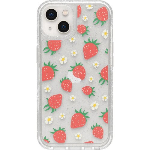 OtterBox iPhone 13 Case Symmetry Series Clear Antimicrobial - Strawbaby (Clear / Strawberry Graphic)