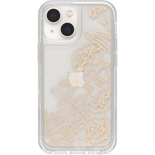 OtterBox iPhone 13 mini Case Symmetry Series Clear Antimicrobial - Marigold (Clear / Gold Graphic)