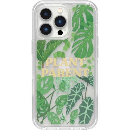 OtterBox iPhone 13 Pro Case Symmetry Series Clear Antimicrobial - Plant Parent (Clear / Green Leaves Graphic)