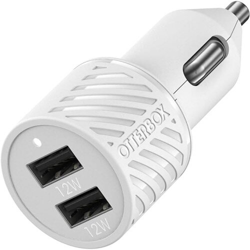 OtterBox USB-A Dual Port 24W Premium Car Charger - Cloud Dream (White)