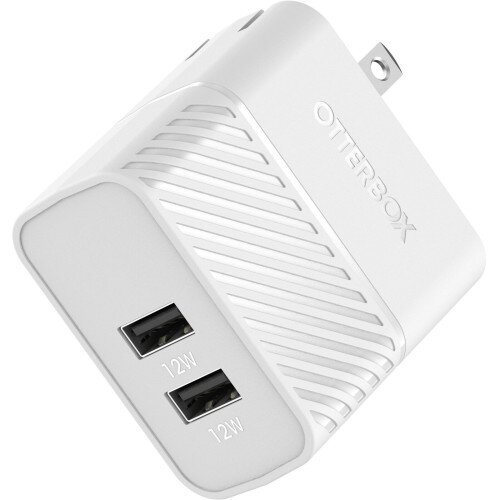 OtterBox USB-A Dual Port Wall Charger, 24W Combined - Cloud Dream (White)