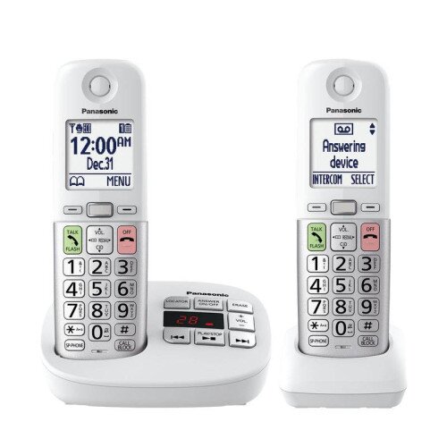 Panasonic Easy-to-Use Cordless Phone with Flashlight and Quick-Touch Dialing - KX-TGU4 Series - 2 Handset - White