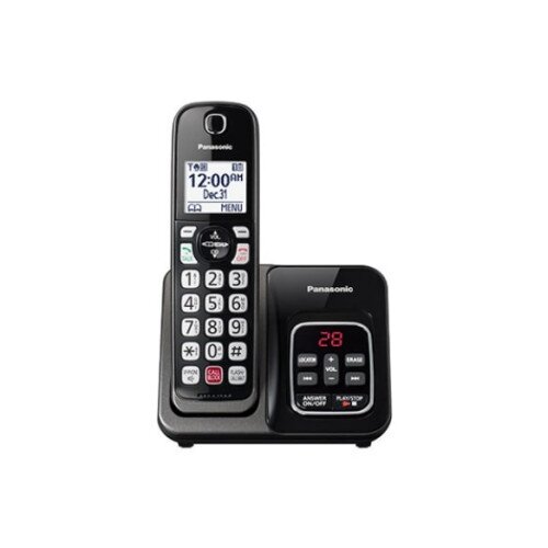 Panasonic Expandable Cordless Phone System with Digital Answering System - Black - 1 Handset