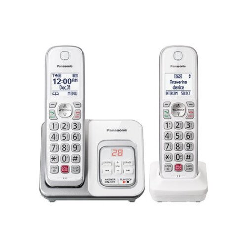 Panasonic Expandable Cordless Phone System with Digital Answering System - White - 2 Handset