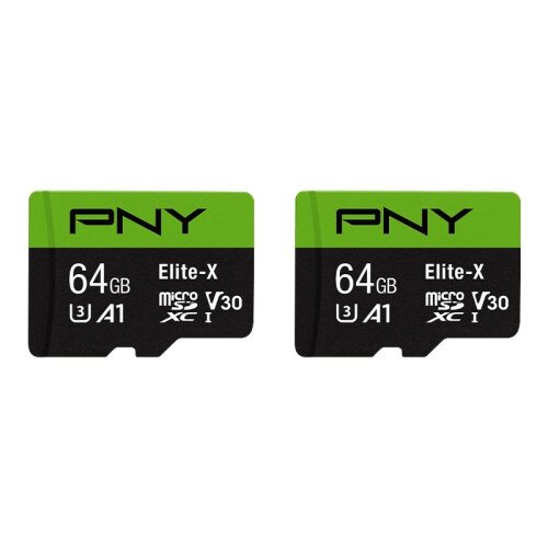PNY 64GB Elite-X Class 10 U3 V30 microSD Flash Memory Card 2-Pack
