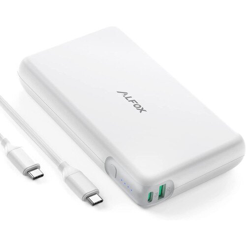 RAVPower Alfox 30000mAh Massive Power 90W 2-Port PD 3.0 + QC 3.0 Power Bank - White