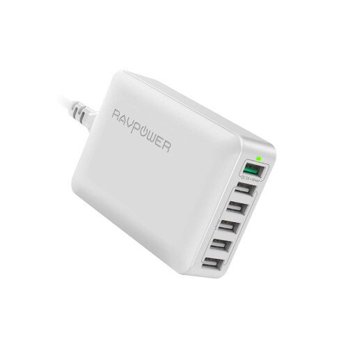 RAVPower Turbo 60W 6-Port Desktop Charger - White