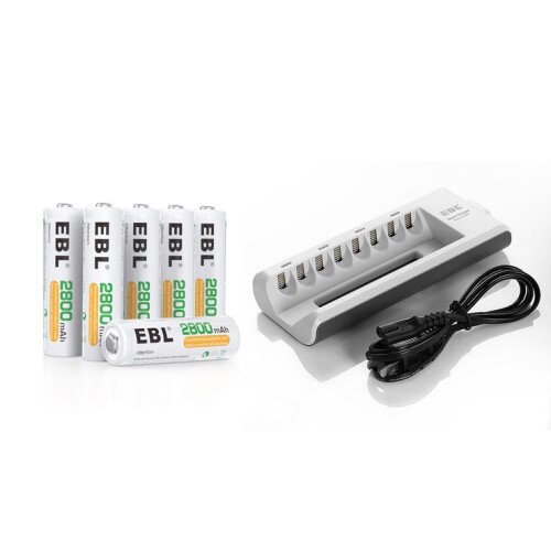 Remo+ EBL Smart Battery Charger + (6-Pack) AA Rechargeable Batteries