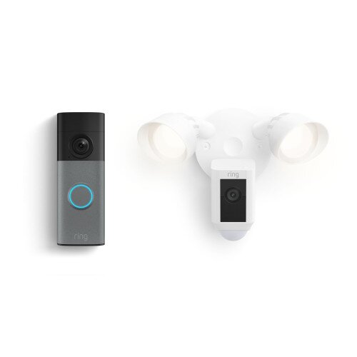 Ring Battery Doorbell (2nd Gen) + Floodlight Cam Plus, Wired - Speckled Gray + White