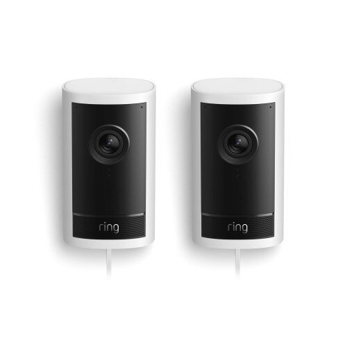 Ring Outdoor Cam Pro Plug In Retinal 4K Security Camera - 2-Pack - White