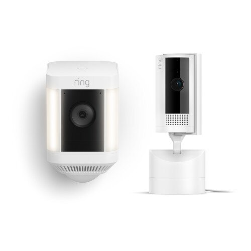 Ring Pan-Tilt Indoor Cam + Spotlight Cam Plus Plug-In - White