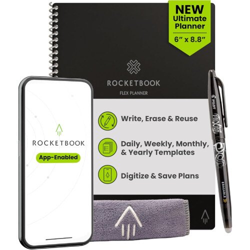 Rocketbook Flex Planner - Executive 6 in x 8.8 - Black