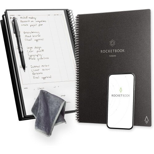 Rocketbook Fusion Smart Reusable Notebook - Infinity Black - Letter